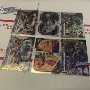Set of 6 LOS ANGELES LAKER LEGENDS OF VARIOUS DECADES PANINI ILLUSIONS PRIZM NBA